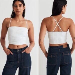 NWT Madewell White Poplin Crop Tube Top Pleated / 00